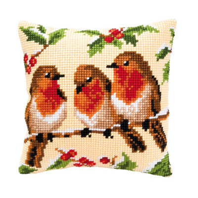 B&Q -  Cushion RobinsCross Stitch Kit: Cushion: Three's CompanyVervaco
