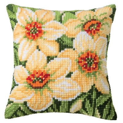 B&Q Cushion Daffodils - Cross Stitch Kit: Cushion: Daffodils - Vervaco