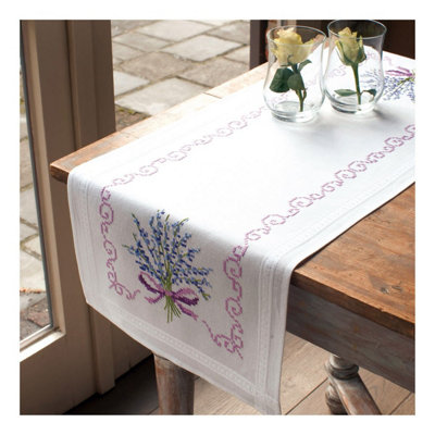 Groves Of Thames Emb T/Run - Embroidery Kit: Runner: - Vervaco Lavender
