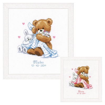 B&Q -  B/rec Teddy&blanketCounted Cross Stitch Kit: Birth Record: Teddy & BlanketVervaco