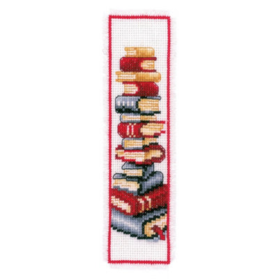 Groves Of Thames B/Mark Books - Counted Cross Stitch Kit: Bookmark: Books - Vervaco White