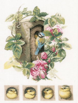 Birdhouse With Roses - Counted Cross Stitch Kit: Birdhouse With Roses - Lanarte