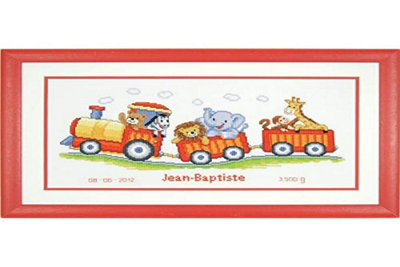 B&Q -  B/rec Animal TrainCounted Cross Stitch Kit: Birth Record: Animal TrainVervaco - Image 4