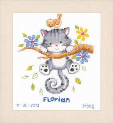 Groves Of Thames B/rec Kitten - Counted Cross Stitch Kit: Birth Record: Kitten - Vervaco