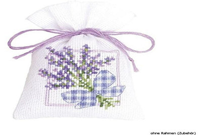 Groves Of Thames Ppbag Pk3 Bfly/Lavndr - Counted Cross Stitch Kit: Gift Bag: Bow - Vervaco Lavender