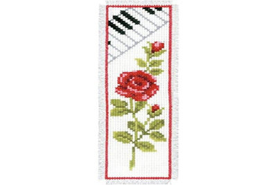 B&Q -  B/mark PianoCounted Cross Stitch Kit: Bookmark: Rose & PianoVervaco