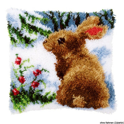 Vervaco Rabbit in the Snow Latch HookCushion, Multi-Colour - Image 4