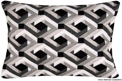 B&Q -  L/s Cush Black&whiteLong Stitch Kit: Cushion: Black & WhiteVervaco