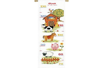 Groves Of Thames H/Chart At The Farm - Counted Cross Stitch Kit: Height Chart: At The Farm Ii - Vervaco White