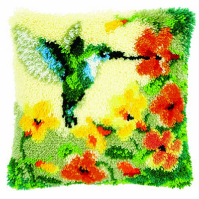 B&Q -  L/hk Cush H/bir&flwrLatch Hook Kit: Cushion: Hummingbird & FlowersVervaco - Image 3