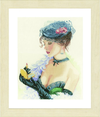 B&Q -  Counted Cross Stitch Kit: Lady With Lipstick (Linen)