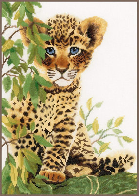 Groves Of Thames Little Panther - Counted Cross Stitch Kit: Little Panther (Evenweave) - Lanarte White