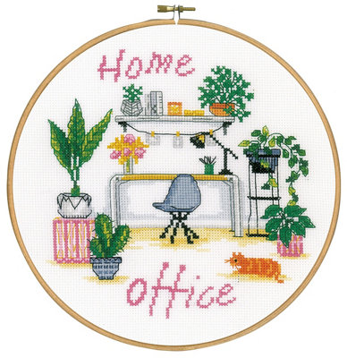 Groves Of Thames Home Office - Counted Cross Stitch Kit With Hoop: Home Office - Vervaco White