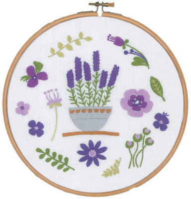 Groves Of Thames Emb - Embroidery Kit With Hoop: - Vervaco Lavender