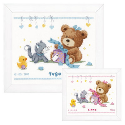 Groves Of Thames B/rec Bear/present - Counted Cross Stitch Kit: Bear & Present - Vervaco