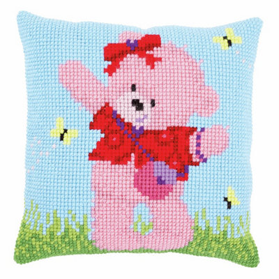 Groves Of Thames Cushion Brie&B/Flies - Cross Stitch Kit: Cushion: Popcorn Brie & Butterflies - Vervaco Extra Large