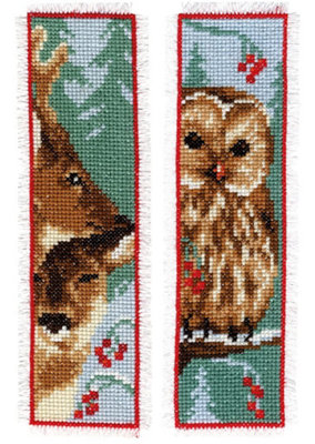Groves Of Thames B/mark Pk2 Owl/deerCounted Cross Stitch Kit: Bookmark: Owl And Deer: Set Of 2Vervaco from B&Q