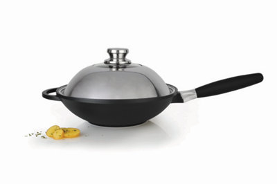 Berghoff Eurocast 28Cm Stir Fry Wok 3.7L Oven Safe CoverPfoa FreeNon-StickLightweightCastInduction Use Detach Handle from B&Q