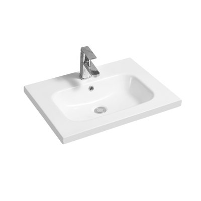 5414 Ceramic 61cm Mid Edge Inset Basin with Oval Bowl