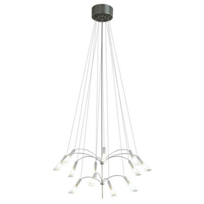 Luminosa Lighting Luminosa Roundabout 12 Light Pendant Ceiling Light Satin Nickel from B&Q