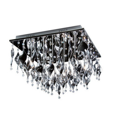Luminosa Lighting Luminosa Harlekijn Glass & Crystal Ceiling Light Chrome from B&Q