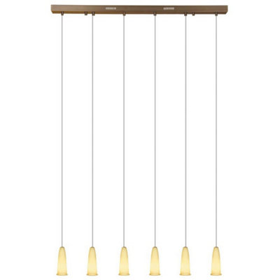 Luminosa Lighting Luminosa Delfino 6 Light Straight Bar Pendant Ceiling Light Bronze from B&Q