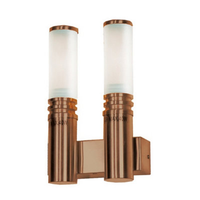 Luminosa Lighting Luminosa Inox 2 Light Outdoor Modern Wall Light Brown Ip44 from B&Q