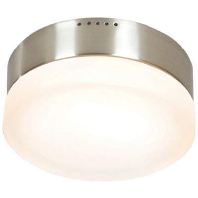 Luminosa Lighting Luminosa 2 Light Flush Ceiling Light Stainless Steel from B&Q