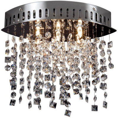 Luminosa Lighting Luminosa Krista Glass & Crystal Ceiling Light Chrome from B&Q