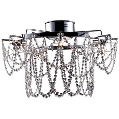 Luminosa Lighting Luminosa Tabor Glass & Crystal Ceiling Light Chrome from B&Q