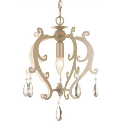 B&Q -  Luminosa Pedrera Wire Frame Pendant Ceiling Light Ivory