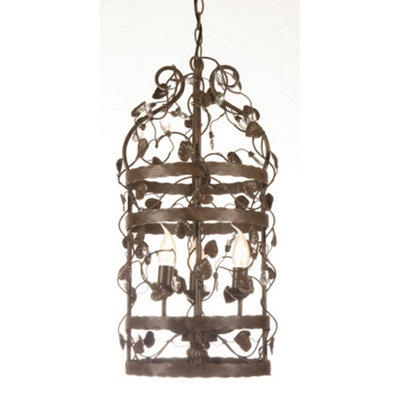 B&Q -  Luminosa Michelan 3 Light Wire Frame Pendant Ceiling Light Rust