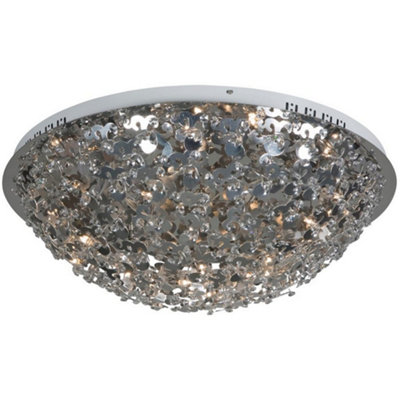 Luminosa Lighting Luminosa Nano Glass & Crystal Ceiling Light Aluminum from B&Q
