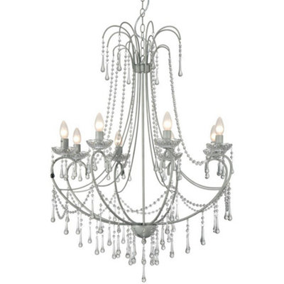 B&Q -  Luminosa Romance 8 Light Multi Arm Chandeliers Gray