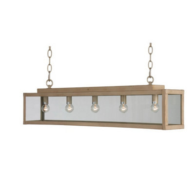 B&Q -  Luminosa Zenia 5 Light Straight Bar Pendant Ceiling Light Beige Gold