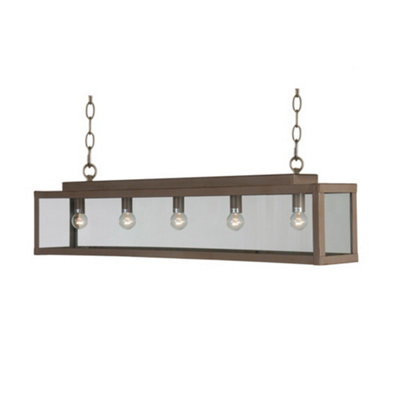 B&Q -  Luminosa Zenia 5 Light Straight Bar Pendant Ceiling Light Pale Taupe