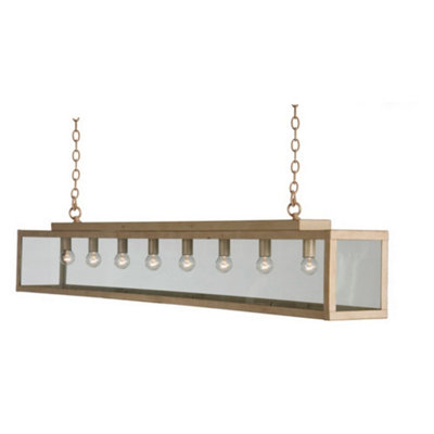 B&Q -  Luminosa Zenia 8 Light Straight Bar Pendant Ceiling Light Beige Gold