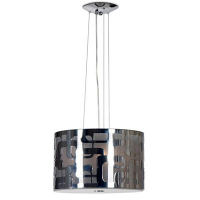 Luminosa Lighting Luminosa Sixti Cylindrical Pendant Ceiling Light Chrome from B&Q