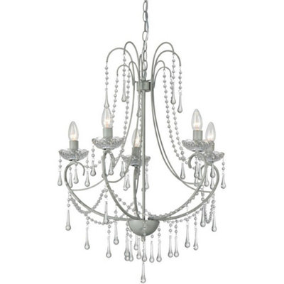 B&Q -  Luminosa Romance 5 Light Multi Arm Chandeliers Gray