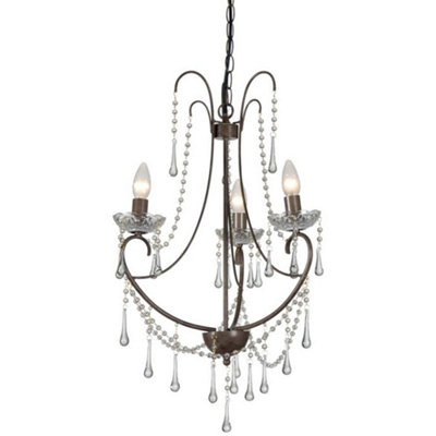 B&Q -  Luminosa Romance 3 Light Multi Arm Chandeliers Rust