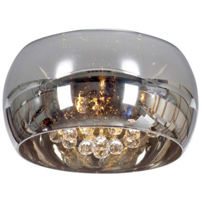 Luminosa Lighting Luminosa Snow Glass & Crystal Ceiling Light Chrome from B&Q
