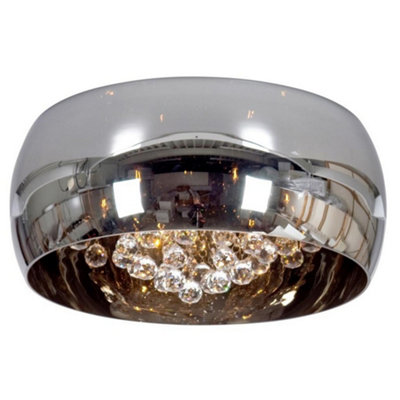 Luminosa Lighting Luminosa Snow Glass & Crystal Ceiling Light Chrome from B&Q
