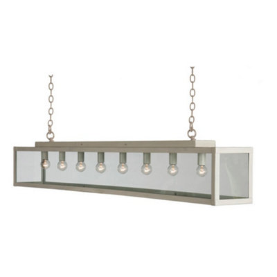 B&Q -  Luminosa Zenia 8 Light Straight Bar Pendant Ceiling Light Beige Gray