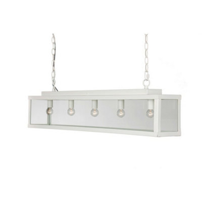 B&Q -  Luminosa Zenia 5 Light Straight Bar Pendant Ceiling Light White Frosted