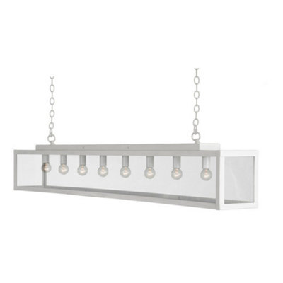 B&Q -  Luminosa Zenia 8 Light Straight Bar Pendant Ceiling Light White Frosted