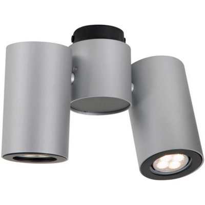 B&Q -  Luminosa Barro Twin Spotlight Silver