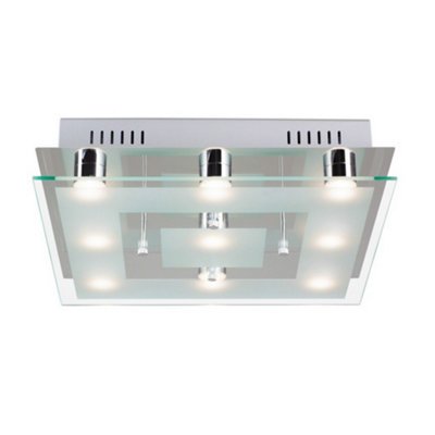 Luminosa Lighting Luminosa Chess Patterned Glass Flush Ceiling Light Chrome from B&Q