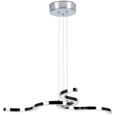 Luminosa Lighting Luminosa Bezier Integrated Pendant Ceiling Light Light Chrome from B&Q