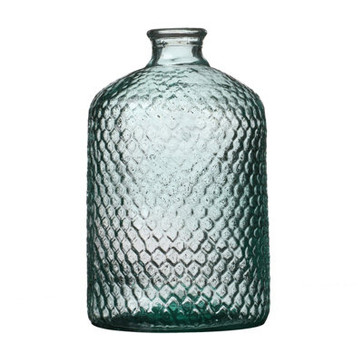 31Cm Large Retro Recycled Glass Blue Vase Flower Stem Twigs Bud Neck Table Vase from B&Q