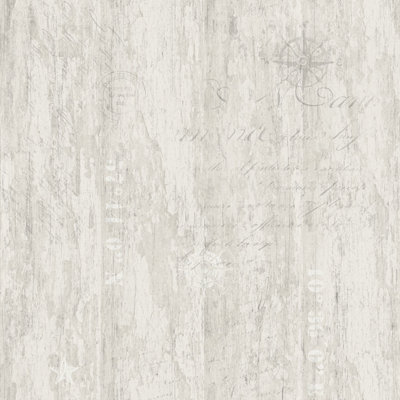 B&Q -  Skagen Beige Rustic Script Smooth Wallpaper